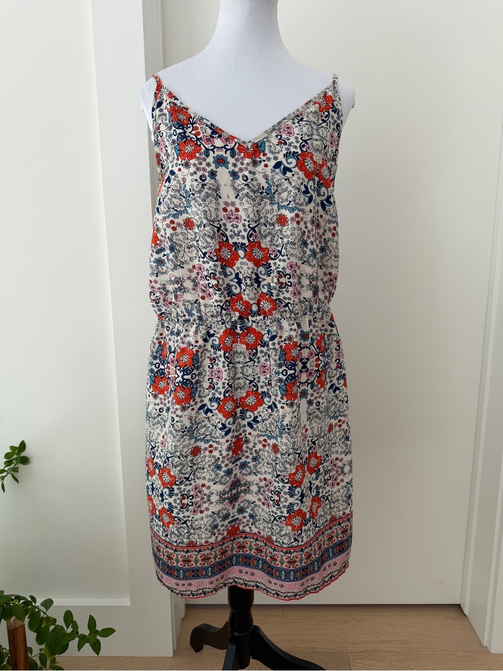 ATMOSPHERE Sun Dress Spaghetti Strap Floral Knee Length Boho Flowy Festival
